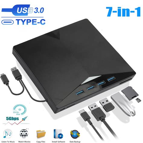 7 In 1 External Cd Dvd Drive For Laptop Eeekit Usb 30 Usb C Portable