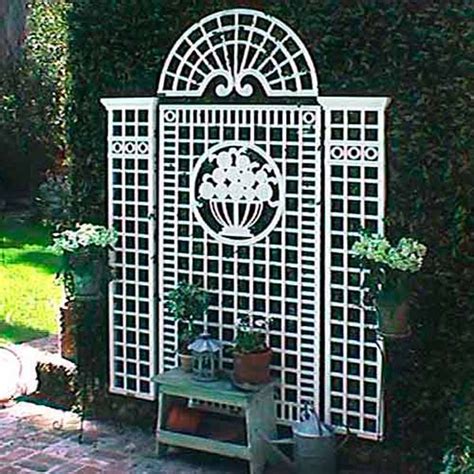Most trellis designs are more vertical than horizontal. Vigny Garden Trellis at HomeInfatuation.com.