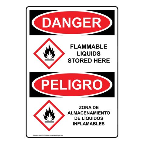 Vertical Osha Ghs Sign Or Label Flammable Liquids Stored Here