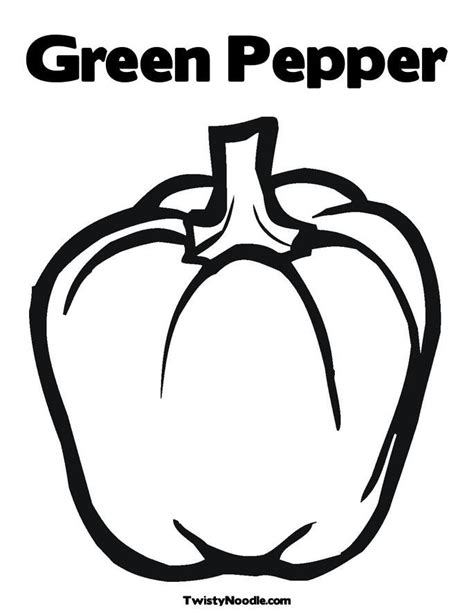 Green Pepper Coloring Page Vegetable Coloring Pages Fruit Coloring