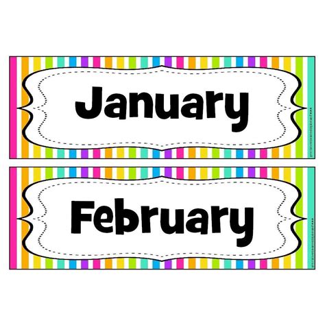 Rainbow Stripe Months Of The Year Headers Primary Classroom Resources