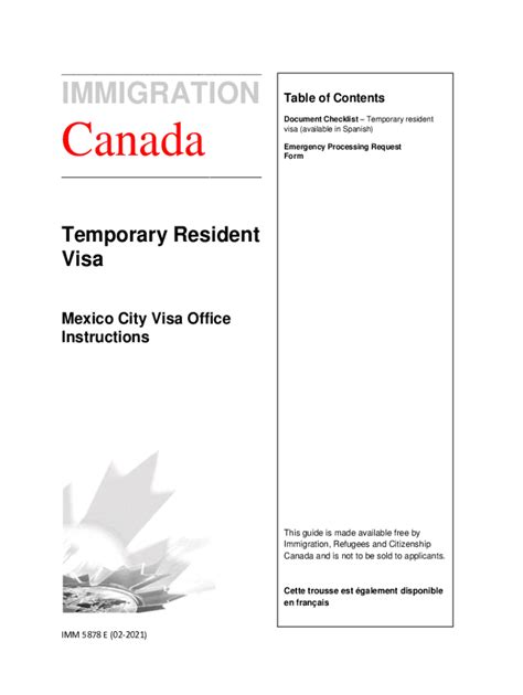 Fillable Online Temporary Resident Visa Inicioimm 5484 E Document