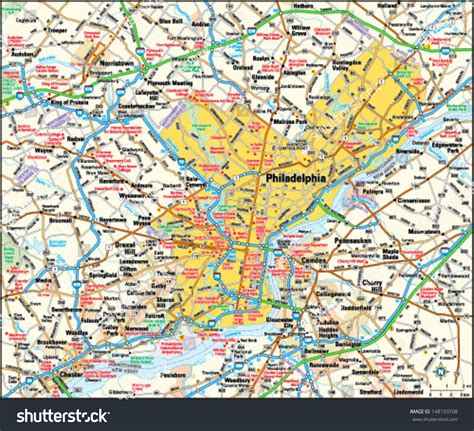 Mapa Del área De Filadelfia Pensilvania Vector De Stock Libre De