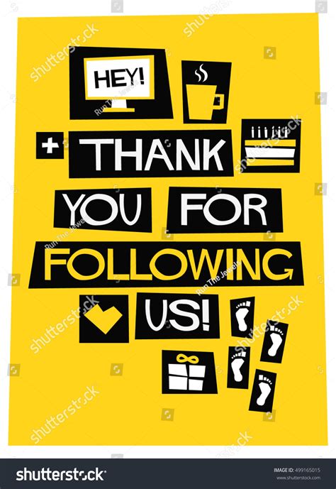 Thank You Following Us Vector Illustration Stock Vector Royalty Free