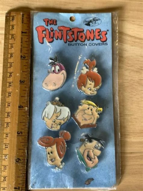 Vintage 1994 Hanna Barbera The Flintstones Button Covers 1299 Picclick