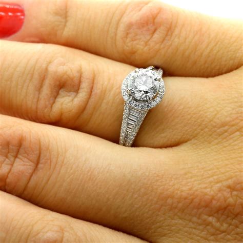 These stunning halo engagement ring will get the job done!. 2.13 Cts Round Cut Diamond Halo Engagement Ring set in 18K White Gold,Cheap Diamond Engagement ...