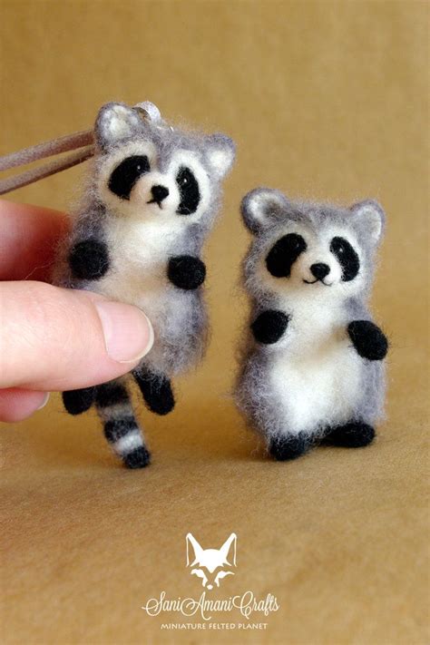 Small Needle Felted Raccoons By Saniamanicrafts On