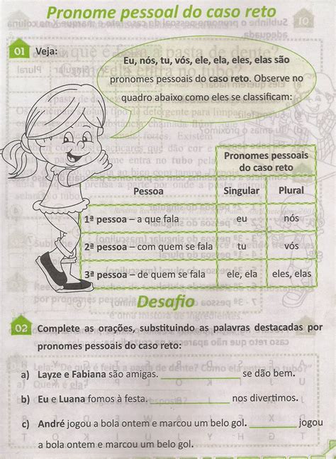 atividade de português pronomes pessoais º ano acessaber cloud hot girl