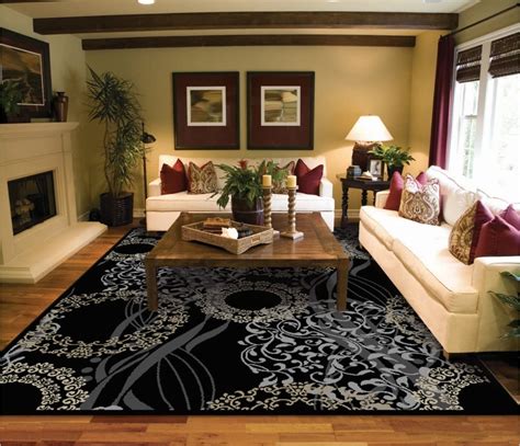 Luxury Modern Rugs For Living Dining Room Black Cream