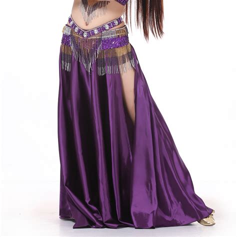 performance dancewear satin belly dance skirt with 2 side slit more colors [9415562516] 9 99