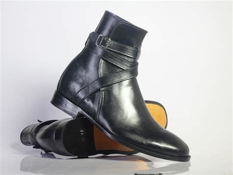 Handmade Mens Black Leather Jodhpur Boots Men Ankle Boots Men