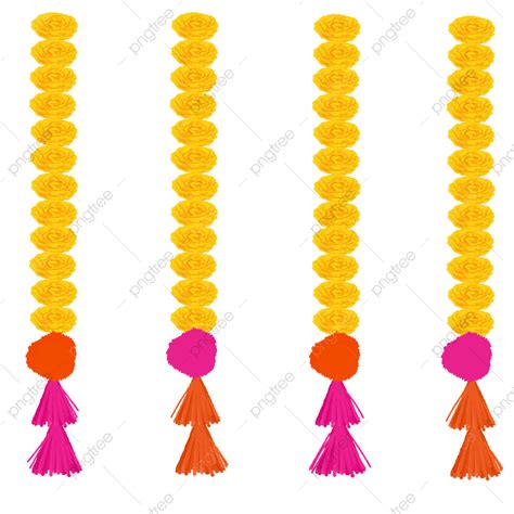 Hanging Garlands With Tassels Marigold Flower Garland For Decoration Weddings And Festivals