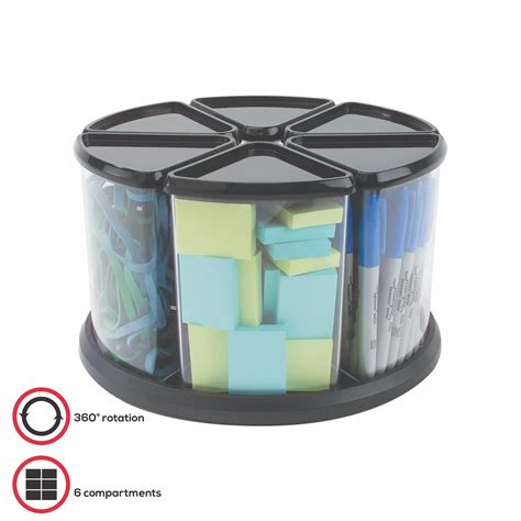 Deflecto Rotating Carousel Organizer 360 Spin 6 Canister