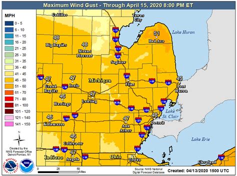 Good News On High Wind Gusts Today In Michigan Forecast Down A Few
