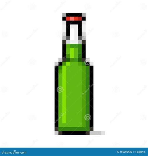 Green Beer Bottle Pixel Art Stock Illustration Illustration Of Drink