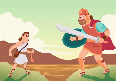 Battle Of David And Goliath 150966 Vector Art At Vecteezy