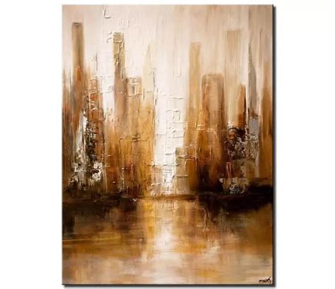 Painting For Sale White Brown Abstract Modern City Painting Palette