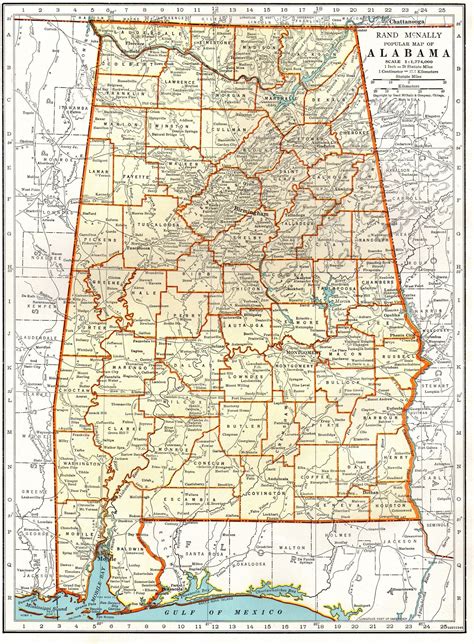 1939 Vintage Alabama Map Antique Alabama State Map Gallery Etsy Map
