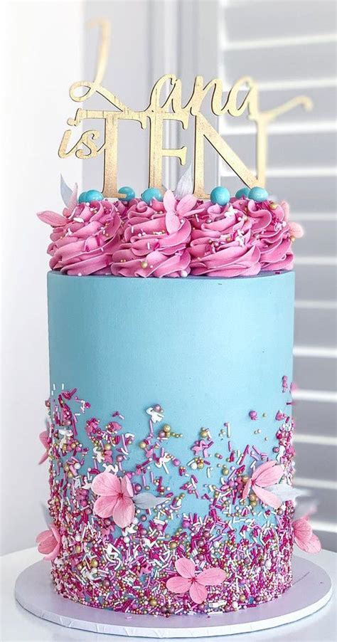 54 Jaw Droppingly Beautiful Birthday Cake Blue And Pink 10th Birthday