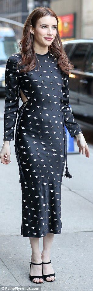 Emma Roberts Sucks Back On Cigarette In Designer Dress Daily Mail Online