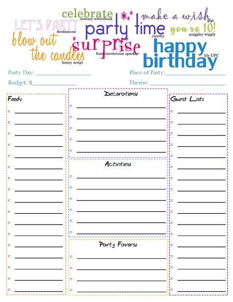 Birthday Party Planner Printable Template In Pdf Word Excel