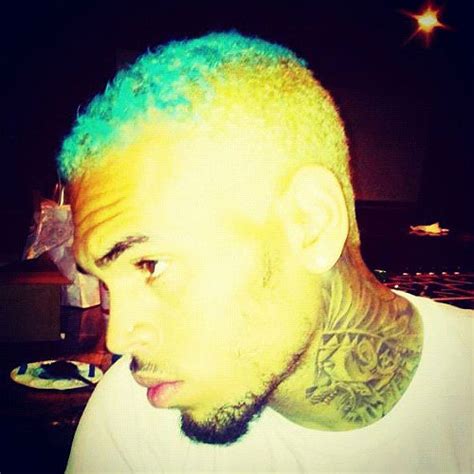 Chris Brown Dyes His Hair Blue And Gets New Tattoo Along With