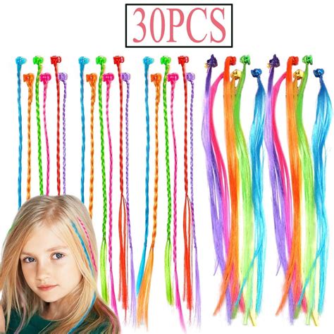 Dicasser 30 Pieces Kids Hair Extensions With Hair Clips Clip On Hair