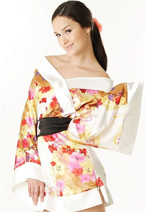 Sexy Printed Silk Satin Yukata Japanese Kimono Lingerie Sleep