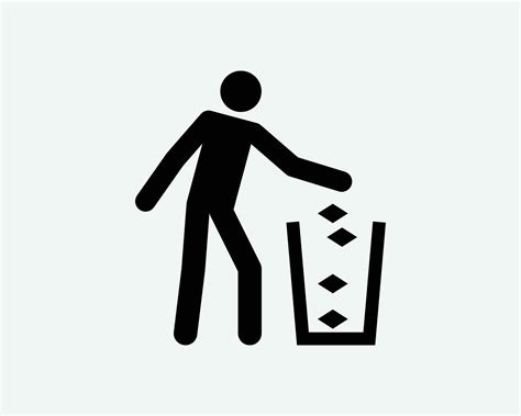 Throw Trash In Bin Place Rubbish Trash Can Trashcan Man Black White