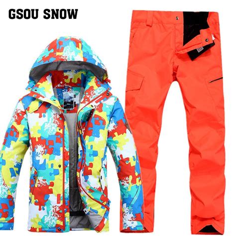 Gsou Snow Ski Suit Mens Single Double Board Windproof Warm Skiing
