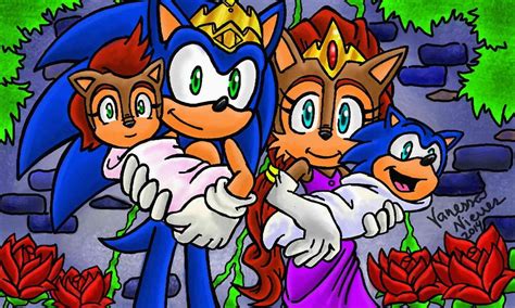 King Sonic And Queen Sally With Their Children Dibujos Bonitos Sonic