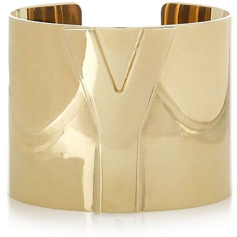 Yves Saint Laurent Y Gold Tone Cuff 570 Liked On Polyvore Jewellery