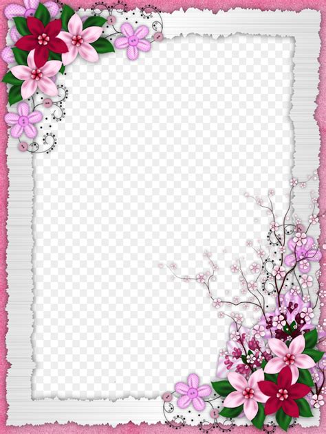 Flower Picture Frame Floral Border Design Png Download 15002000