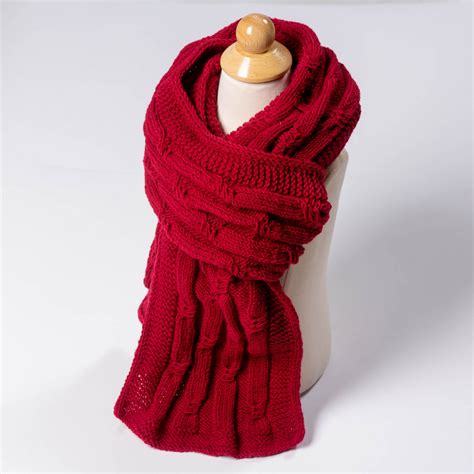Buy Hand Knitted Red Scarf Made Of High Quality Wool