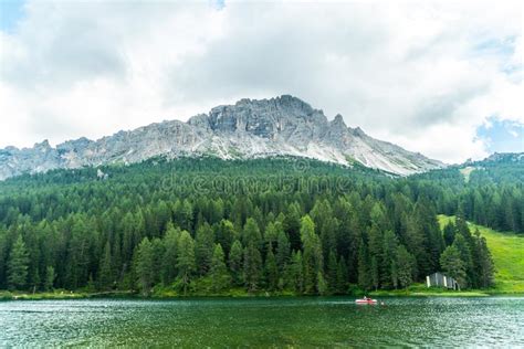 Lake Of Misurina Italian Dolomites In Summer Mountain Lake Stock