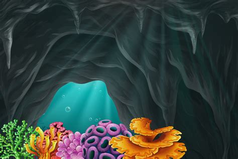 Coral Reef In The Cave Underwater 433817 Vector Art At Vecteezy