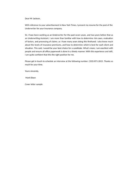 Senior manager cover letter example. Cover Letter Template For Insurance Company - Online Cover ...