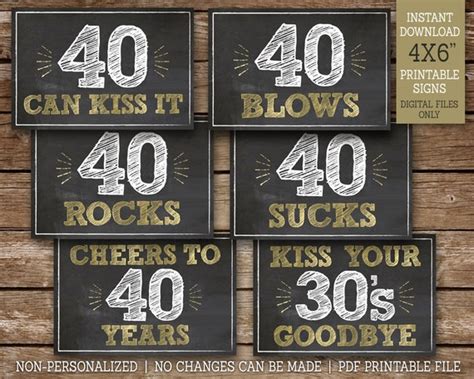 40th Birthday Signs 40 Sucks 40 Rocks 40 Blows 40 Can Kiss It