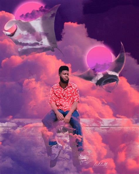 Khalid In Clouds By Liddell Collage Art Pink Sky Beige Aesthetic
