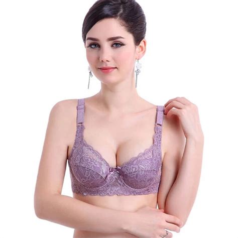 Women Sexy Underwire Push Up Bra 3 4 Cup Minimizer Padded Lace Sheer Bras Plus Size Lace Sheer