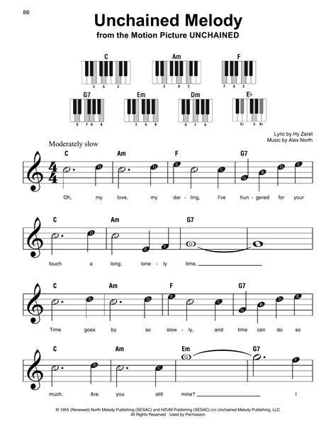 Unchained Melody Sheet Music The Righteous Brothers Super Easy Piano