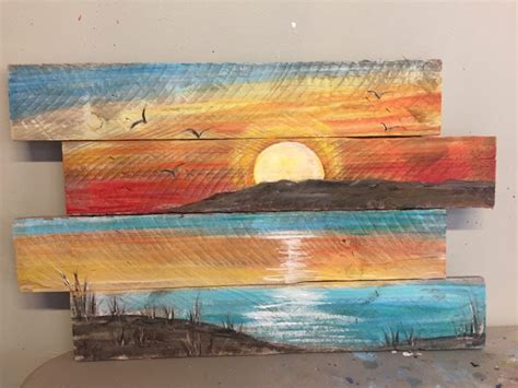 Pallet Painting Sunset Beach 40 Paint And Unwined