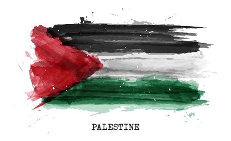 Realistic Watercolor Painting Flag Of Palestine Vector