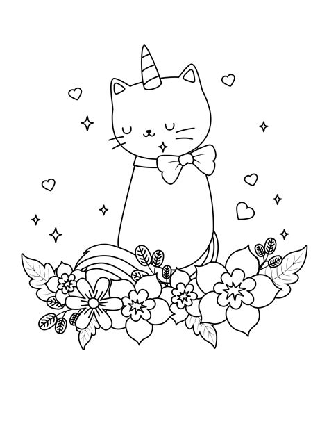 Unicorn Cat Printable Coloring Book 27 Pages Etsy UK