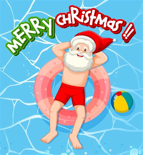 Santa Claus Relax In The Pool Summer Theme Vector Art At Vecteezy
