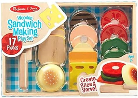 Melissa And Doug Wooden Sandwich Making Set Pretend Play Play Food