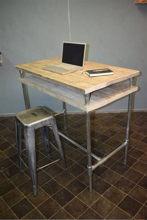 This standing desk is made from 2x12s wood board and plumbers pipe. Urban Industrial Standing Double Decker Desk, Reclaimed ...