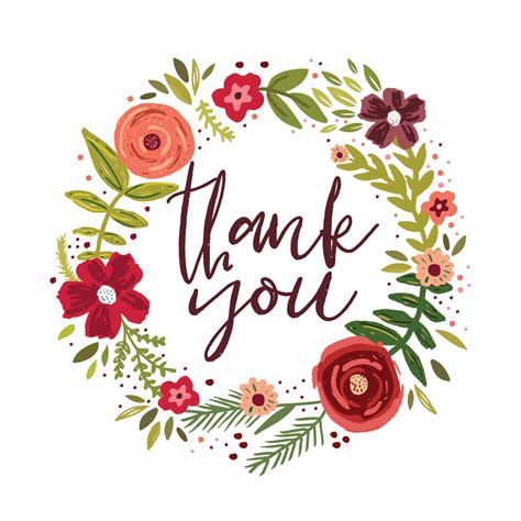 Thank you clipart illustrations & vectors. Floral Circle - Thank You Card Template (Free) | Greetings ...