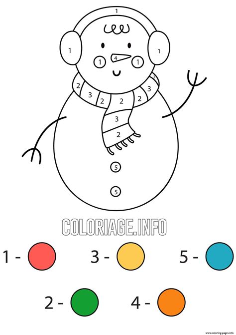 Snowman With Clothes Against The Cold Color By Number Coloring Page