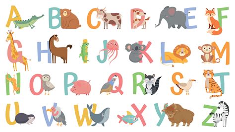 Dibujos Animados Animales Alfabeto Para Niños Aprender Letras Con